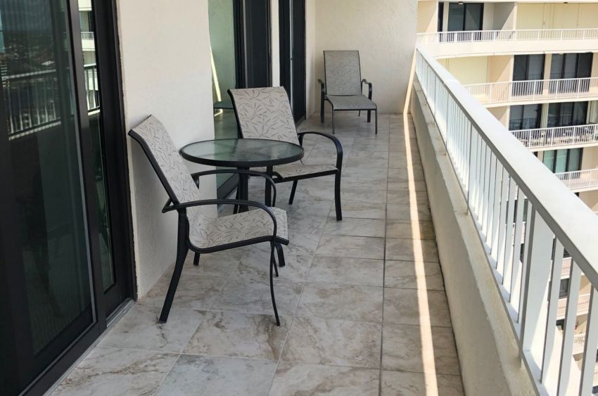 Comfortable seating on large wrap-a-round balcony